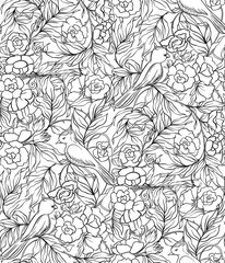  Seamless pattern, background with Floral pattern in art nouveau style,