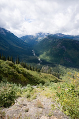 Scenery along Going to the Sun Road in Glacier National Park in Montana USA.
