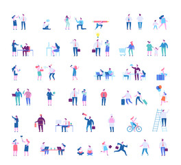 Different people characters big vector set. Flat vector illustration isolated on white.