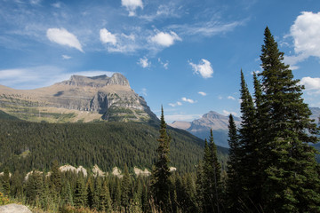 Scenery along Going to the Sun Road in Glacier National Park in Montana USA