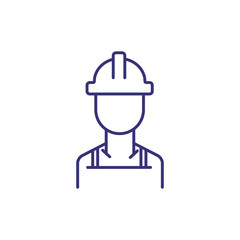 Builder line icon. Construction worker, hardhat. Construction concept. Can be used for topics like blue collar, occupation, industry