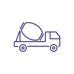 Concrete mixer line icon. Truck, vehicle, container. Construction concept. Can be used for topics like site, equipment, building