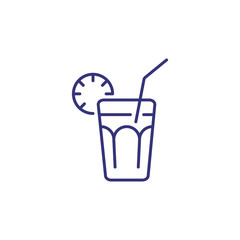 Long island line icon. Glass, lime, lemon, straw. Cocktail concept. Can be used for topics like alcoholic drinks, bar, restaurant menu