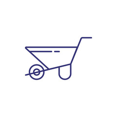 Fototapeta na wymiar Wheelbarrow line icon. Wheel barrow, carrying, transport. Construction concept. Can be used for topics like site, mining, gardening