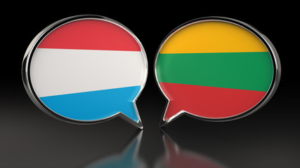 Obraz premium Luxembourg and Lithuania flags with Speech Bubbles. 3D illustration