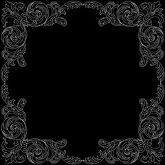 Vintage border frame engraving with retro ornament pattern in antique baroque style decorative design. Vector