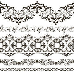 Set of horizontal lace pattern, decorative elements