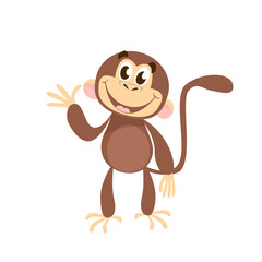 Cheerful monkey waving hand. Greeting, fun, happiness. Holiday concept. Vector illustration can be used for topics like animals, communication, friendship