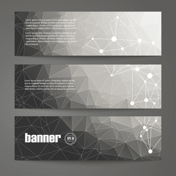 Set of black and white design templates for banners geometric graphic style.