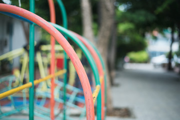 colorful playground in the park,Happiness of children,Toy garden