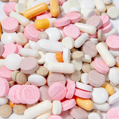 pills on white background