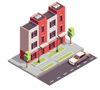 Isometric Townhouse Building Composition