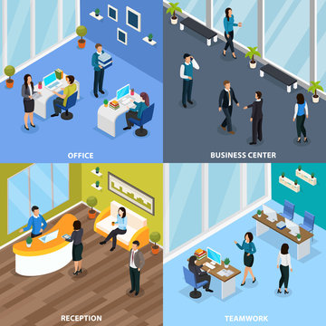 Office People Isometric Design Concept