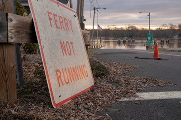 Ferry Park Landing Flooded Ferry Not Running Sign
