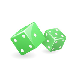 Green dice 3d realistic casino gambling game deisgn isolated icon vector illustration