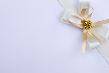  Satin gold beige  ribbon isolated on white background