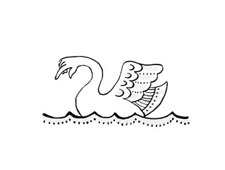 Swan with hand instead of head.