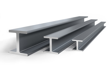 Thee steel I-beams of different size -  3D rendering 