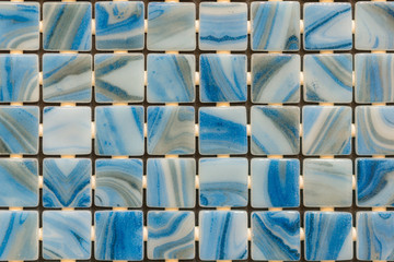 Blue mosaic square tiles texture background
