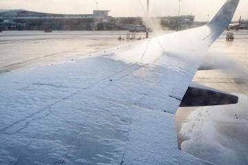 anti-icing processing of aircraft wing in airport