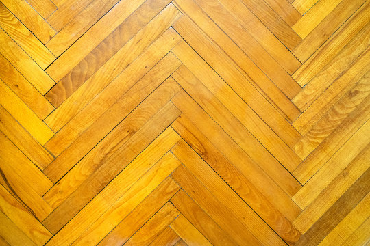 floor with herringbone parquet from oak wood