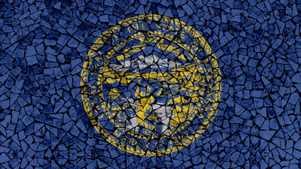 Mosaic Tiles Painting of Nebraska Flag, US State Background