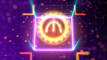 The Azerbaijan manat currency symbol. Financial sign on digital background.