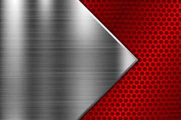 Metal background with red perforated element