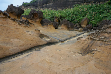 Unique geological formations at Yehliu Geopark in Taiwan