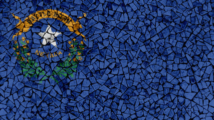 Mosaic Tiles Painting of Nevada Flag, US State Background