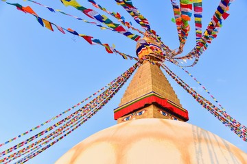 Historical Site of Boudhanath Stupa in Kathmandu Valley in Nepal