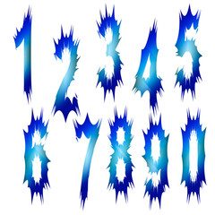 icy prickly signs on white.