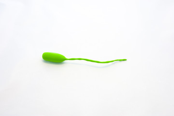 Enlarged copy of model organism with single flagellum or tail, under scientific name of flagellates in green is on isolated white background. Visualization type pathogenic bacteria Vibrio cholerae