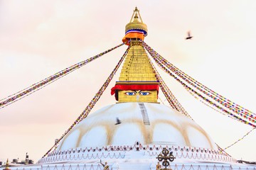 Boudhanath Stupa at Sunset in Kathmandu City