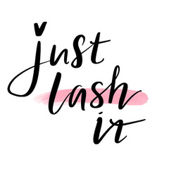 Vector Hand sketched Lashes quote. Fashion phrase.