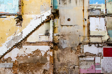 Aspect of textured ruins of Centro Havana municipality. Havana, Cuba. Centro Havana is a working-class neighborhood built in the beginnings of XX century.