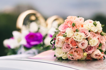 wedding bouquet of white roses