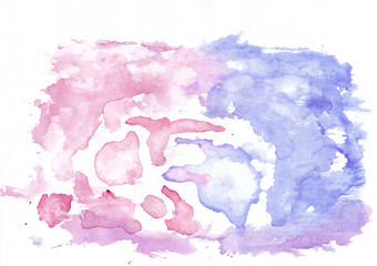 Abstract magenta (raspberry pink) and dark blue (denim) mixed watercolor background. It's useful for greeting cards, valentines, letters.  Horizontal gradient art style handicraft pattern.