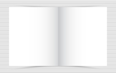 Mockup of opened blank square ctalogue at white design paper background.