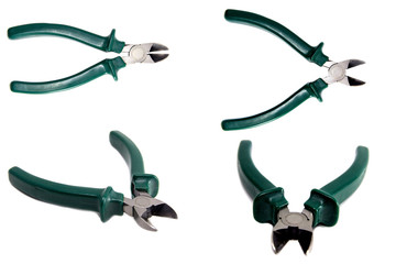 set of Metal wire cutting pliers hand work tool equipment.