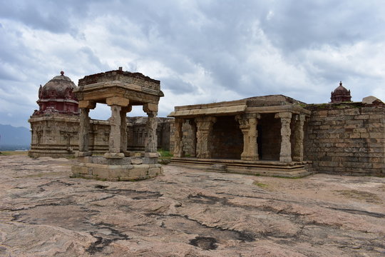 Dindigul, Tamilnadu, India - July 13, 2018: Temple at top of the fort