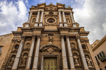 Fototapeta na wymiar facade of Sant Anna la Misericordia catholic church in palermo