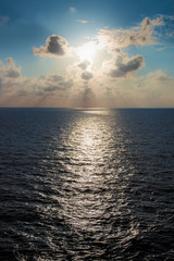 Sunshine on sea. Relax nature. Seascape and sky. Nature composition.