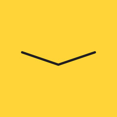 Linear wide arrow. Thin line icon for website design and app development. Arrow shows direction. Editable stroke. Vector illustration isolated on yellow background.