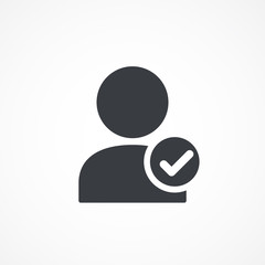 Hired, technology icon. Selecting(hiring) right employee, worker, candidate. The graphical illustration shows the employable and suitable for job person with a check(tick) mark