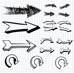vector hand drawn arrows icons set