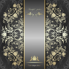 Elegant silver background with gold pattern