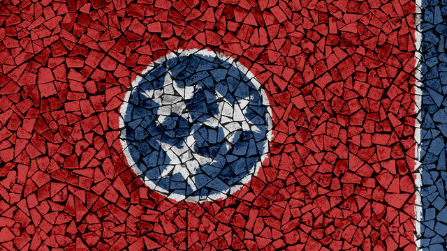 Mosaic Tiles Painting of Tennessee Flag, US State Background