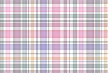 Seamless plaid pattern with colorful stripes. Pastel colored background checkered motif