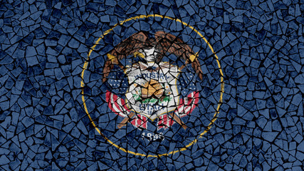 Mosaic Tiles Painting of Utah Flag, US State Background